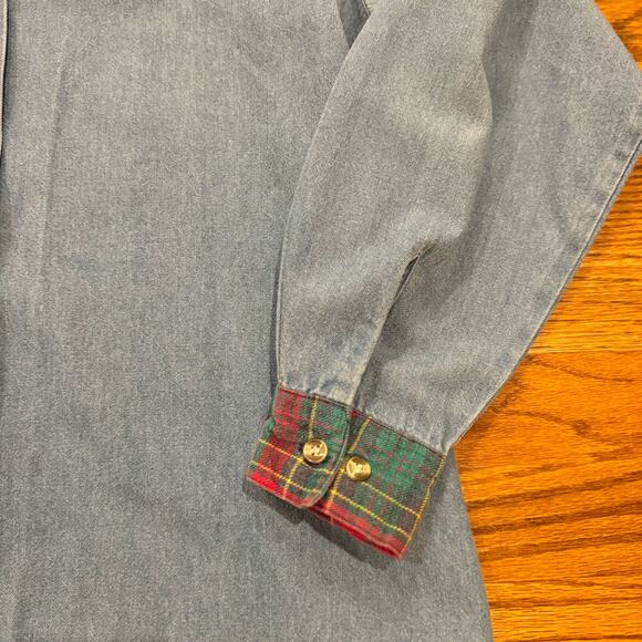 VTG Cabin Creek Women's L Denim Button Up Heart Roses Embroidery Cottage Core - Picture 3 of 10